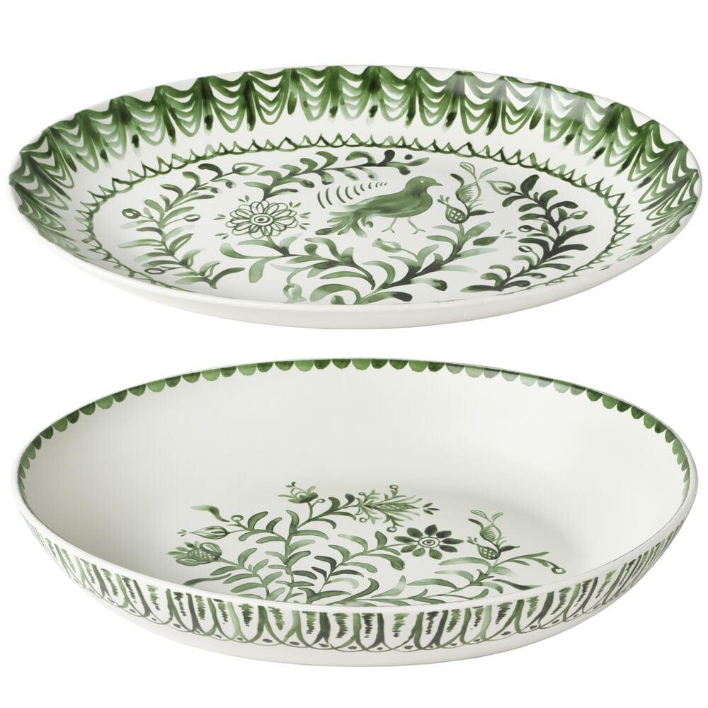 Fitz And Floyd Sicily Green Serving Bowl And Platter Set