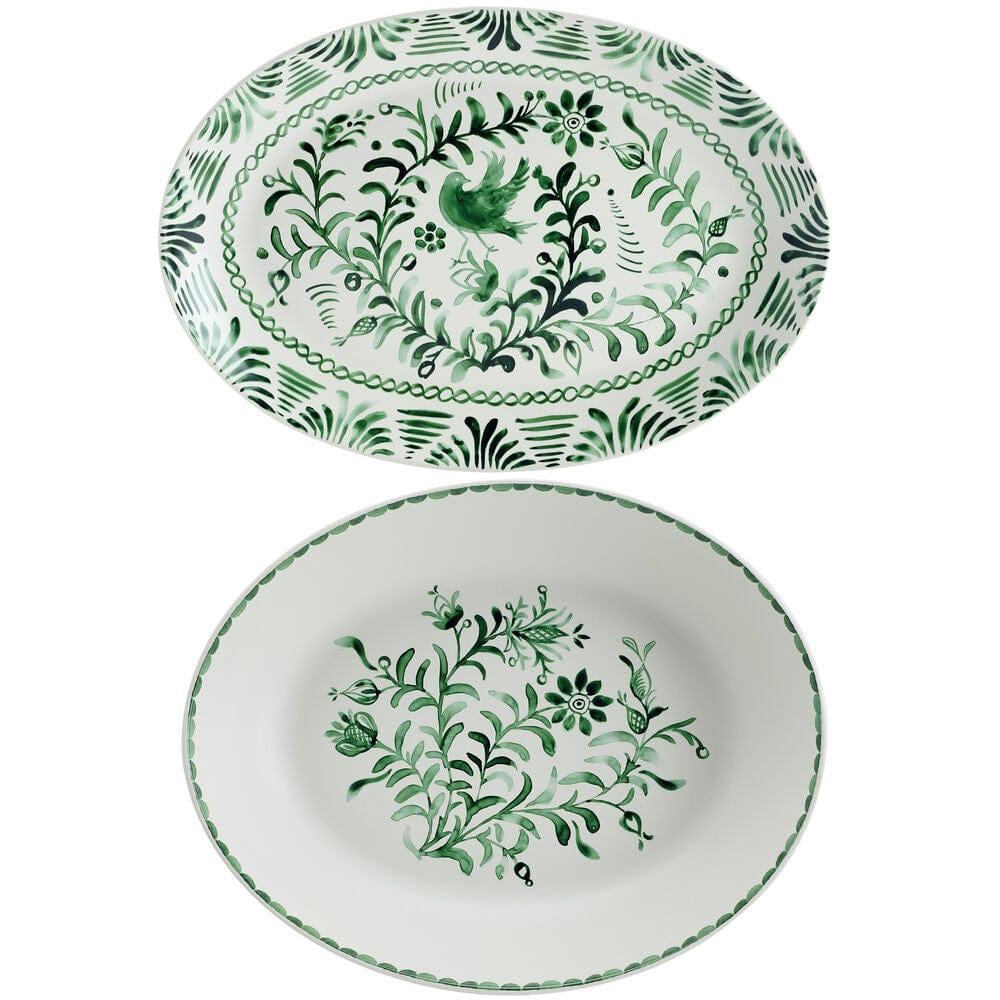 Fitz And Floyd Sicily Green Serving Bowl And Platter Set