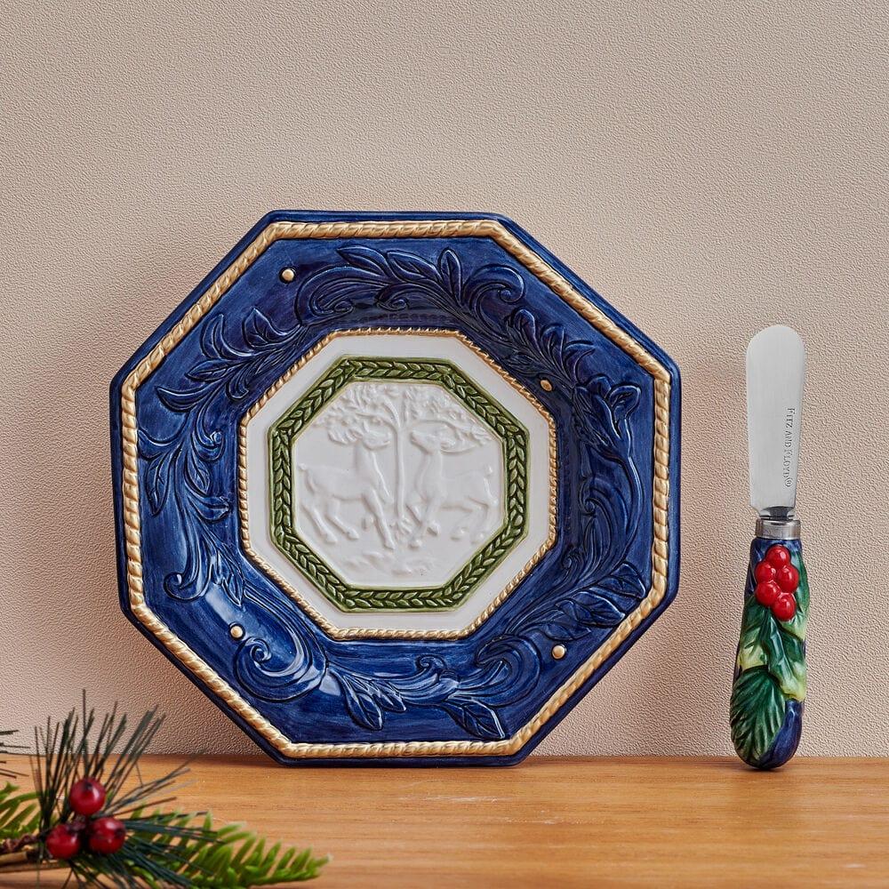 fitz and floyd Telluride Blue Appetizer Plate with Spreader