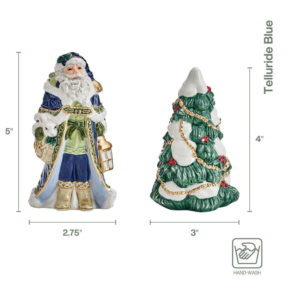Fitz And Floyd Telluride Blue Santa Salt And Pepper Set