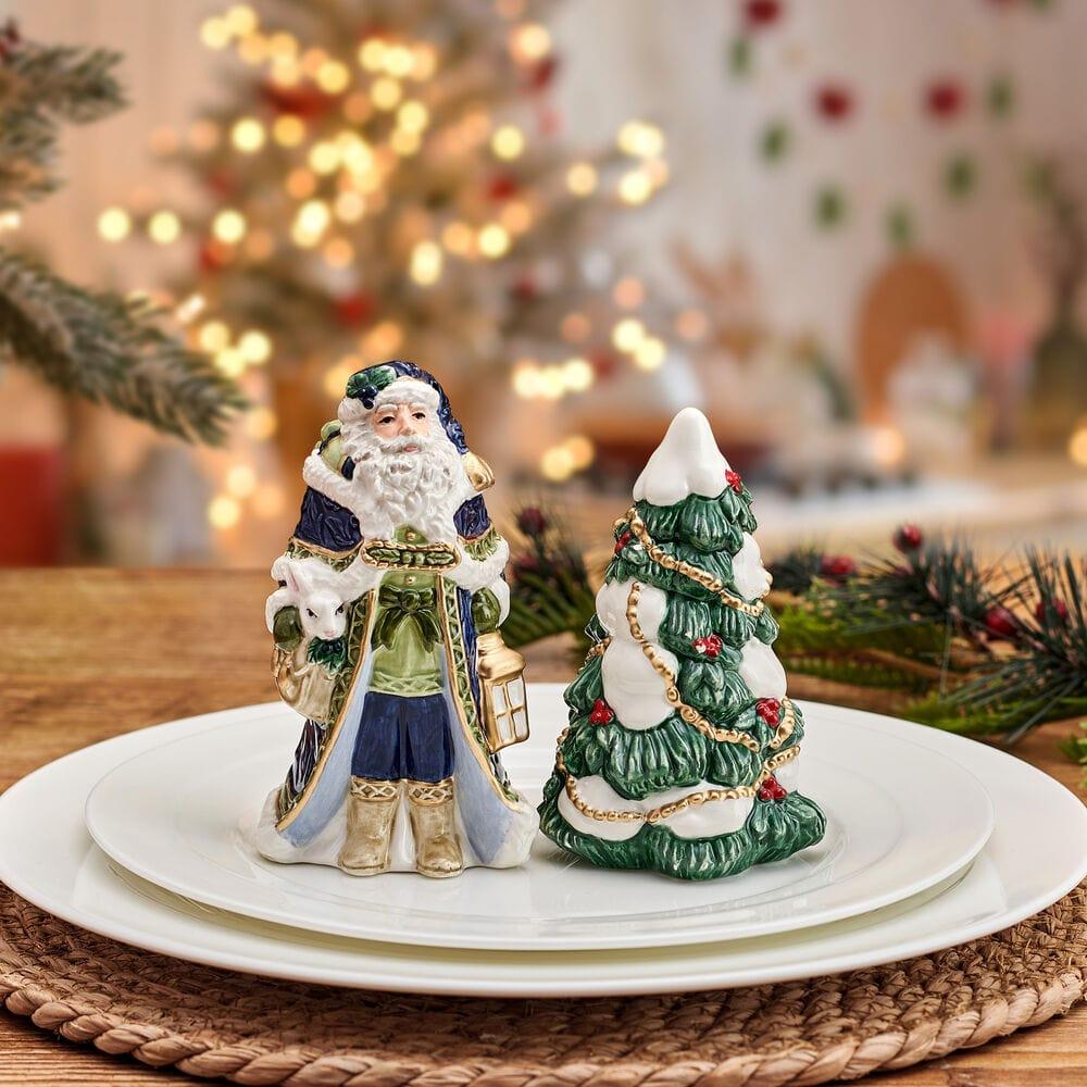Fitz And Floyd Telluride Blue Santa Salt And Pepper Set