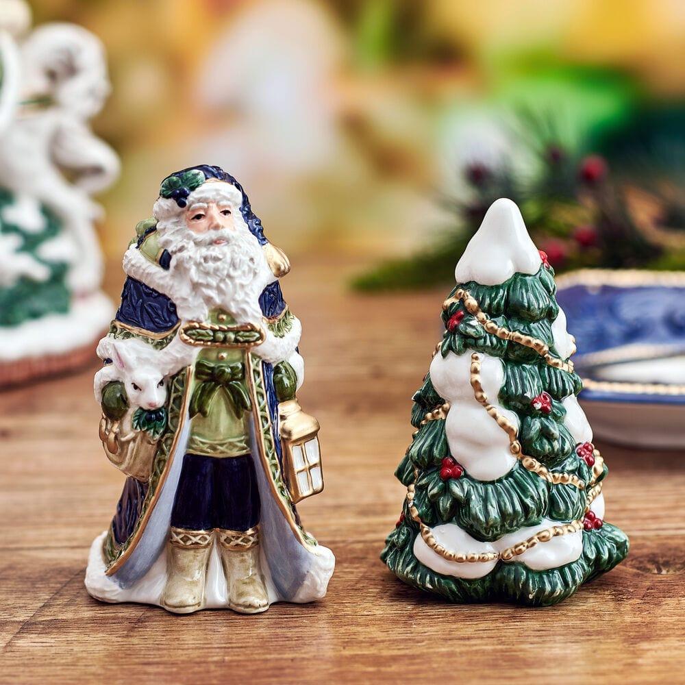 fitz and floyd Telluride Blue Santa Salt and Pepper Set