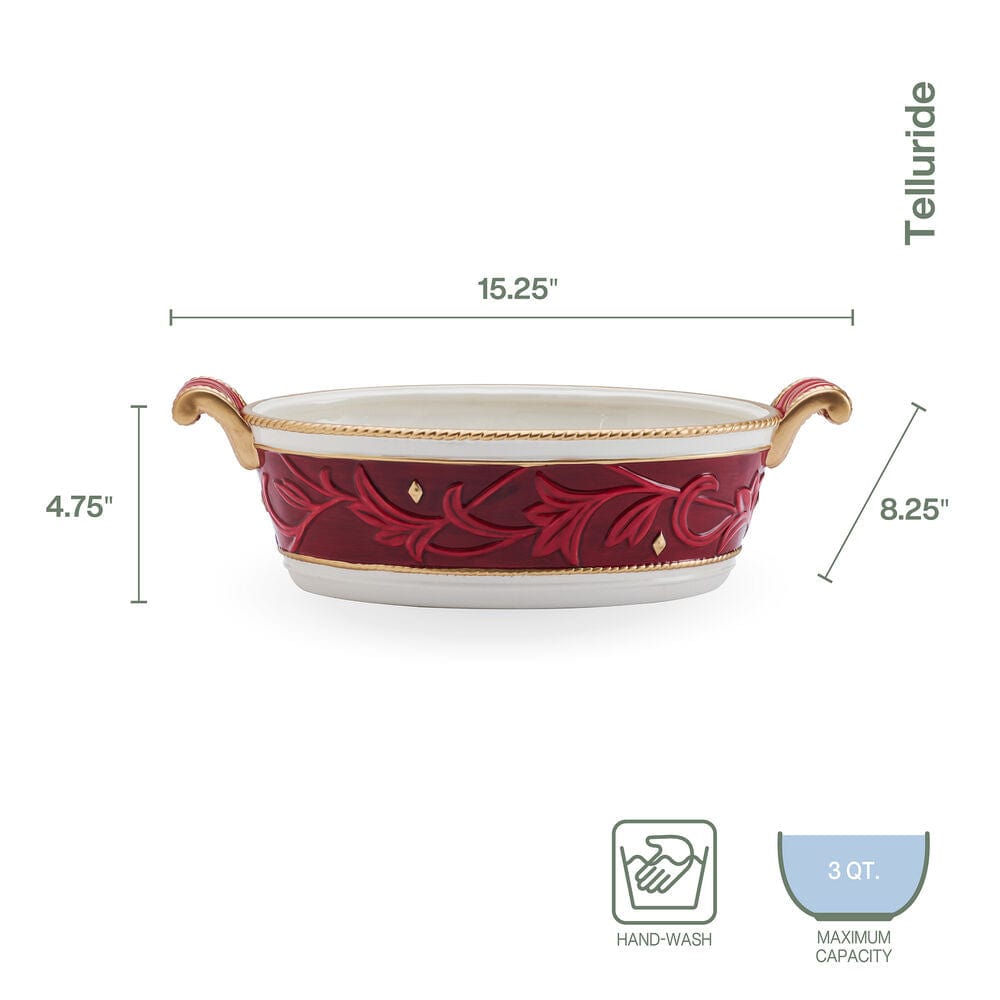 Fitz And Floyd Telluride Oval Serving Bowl With Handles