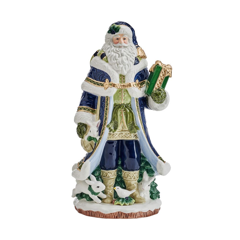 Fitz And Floyd Telluride Studio Blue Santa Figurine 13 IN