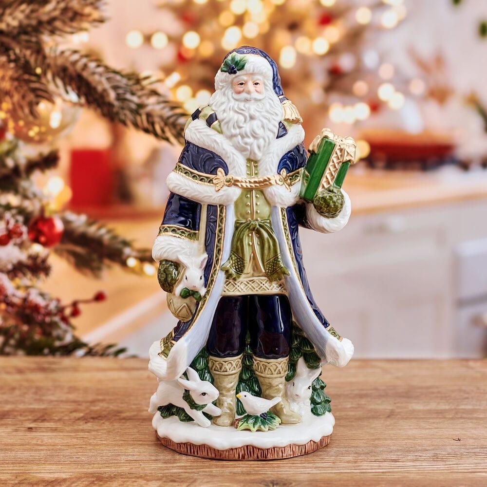 fitz and floyd Telluride Studio Blue Santa Figurine 13 IN