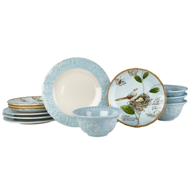 Fitz And Floyd Toulouse Blue 12 Piece Dinnerware Set