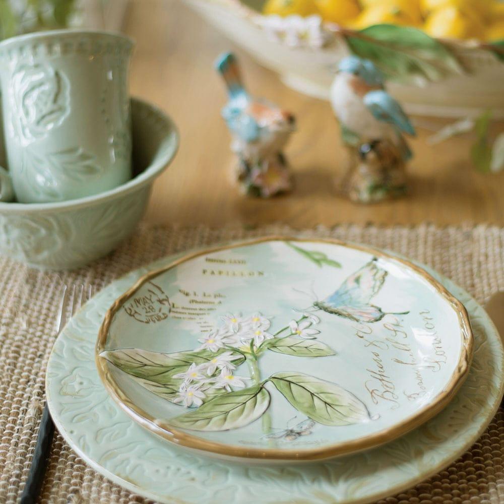 Fitz And Floyd Toulouse Green 16 Piece Dinnerware Set Service For 4