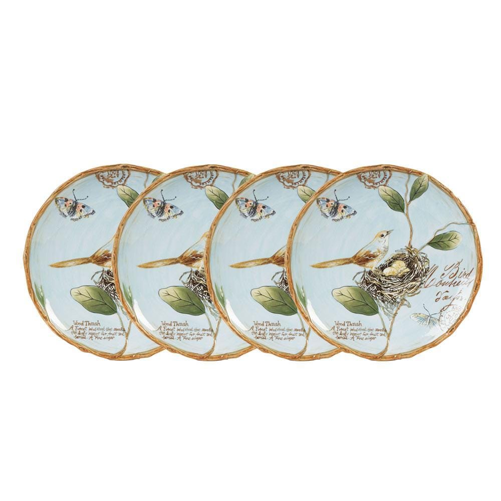 Fitz And Floyd Toulouse Set Of 4 Blue Accent Salad Plates