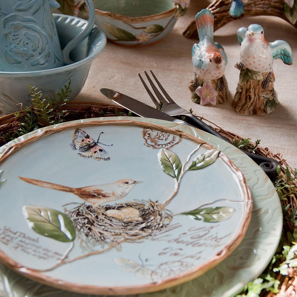 Fitz And Floyd Toulouse Set Of 4 Blue Accent Salad Plates
