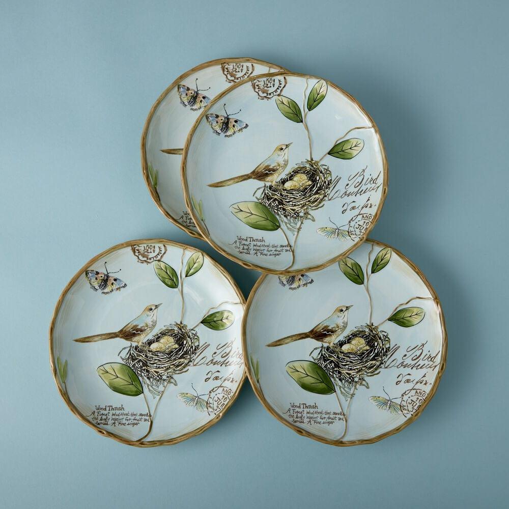 fitz and floyd Toulouse Set of 4 Blue Accent Salad Plates