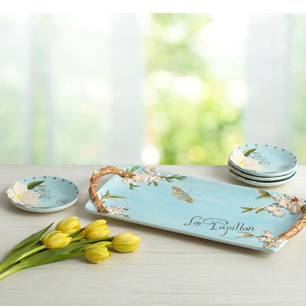 Fitz And Floyd Toulouse Set Of 4 Blue Appetizer Plates