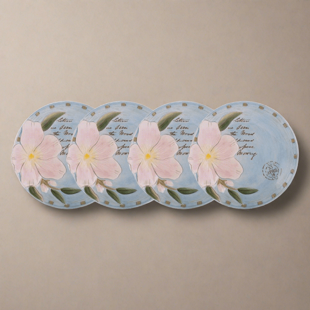 fitz and floyd Toulouse Set of 4 Blue Appetizer Plates