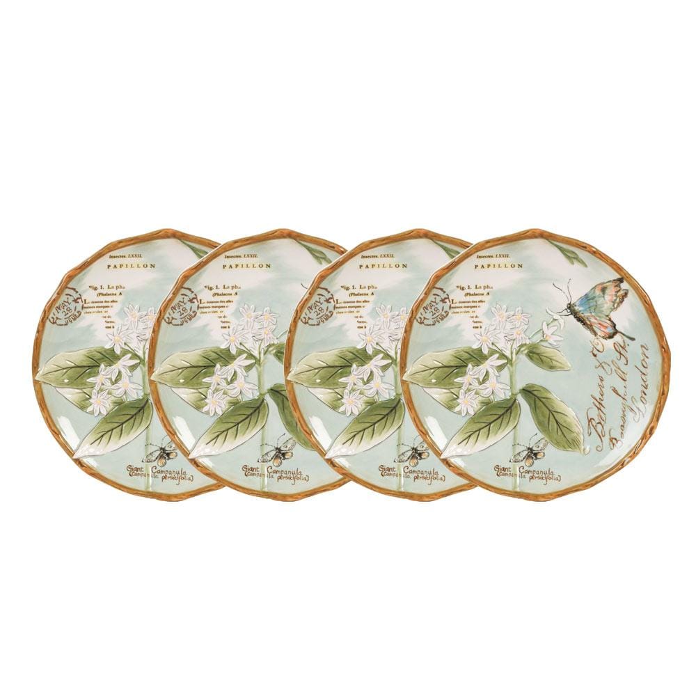 Fitz And Floyd Toulouse Set Of 4 Green Accent Salad Plates