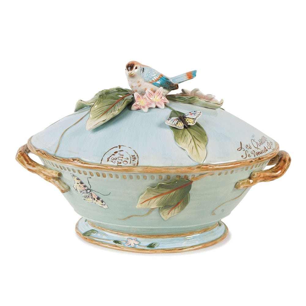 Fitz And Floyd Toulouse Soup Tureen With Ladle 3.5 QT