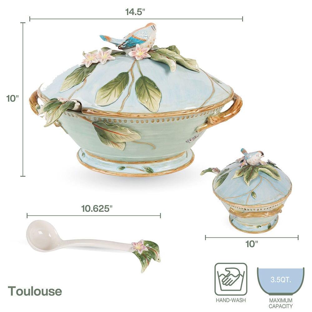 Fitz And Floyd Toulouse Soup Tureen With Ladle 3.5 QT