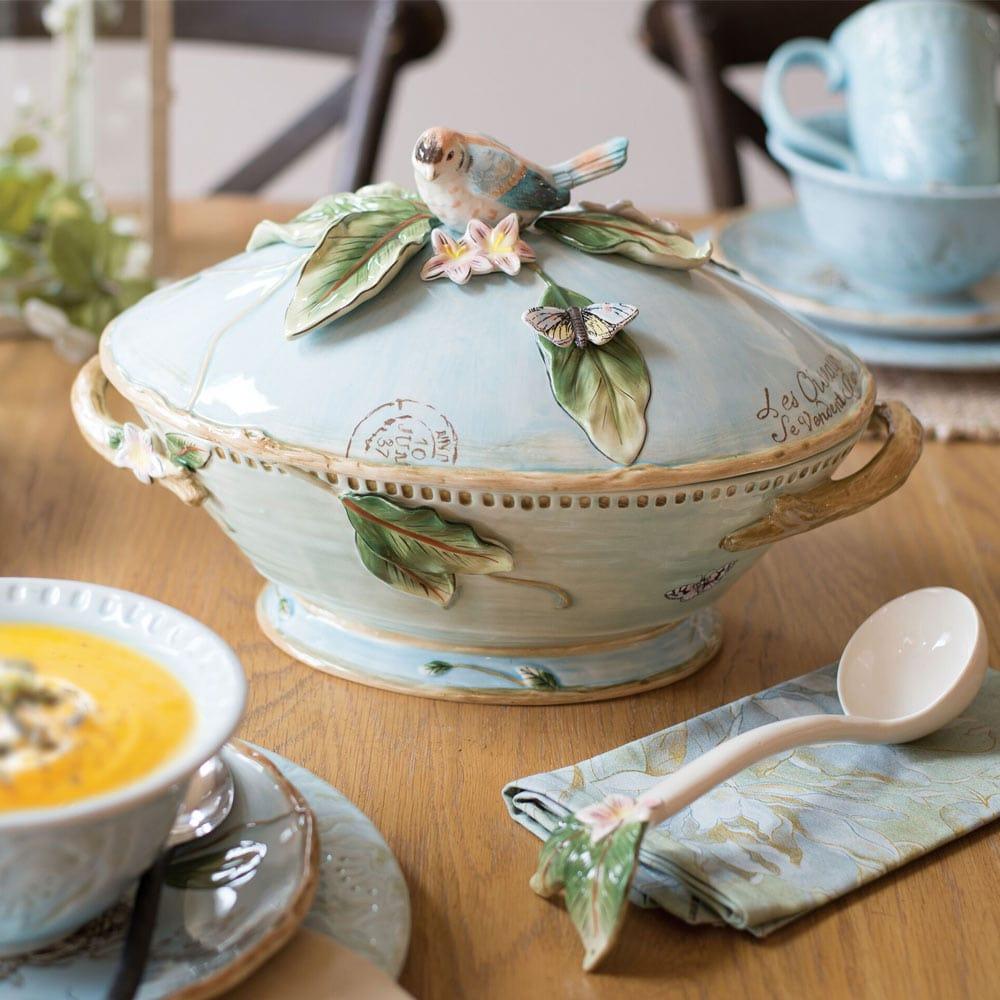 fitz and floyd Toulouse Soup Tureen with Ladle 3.5 QT