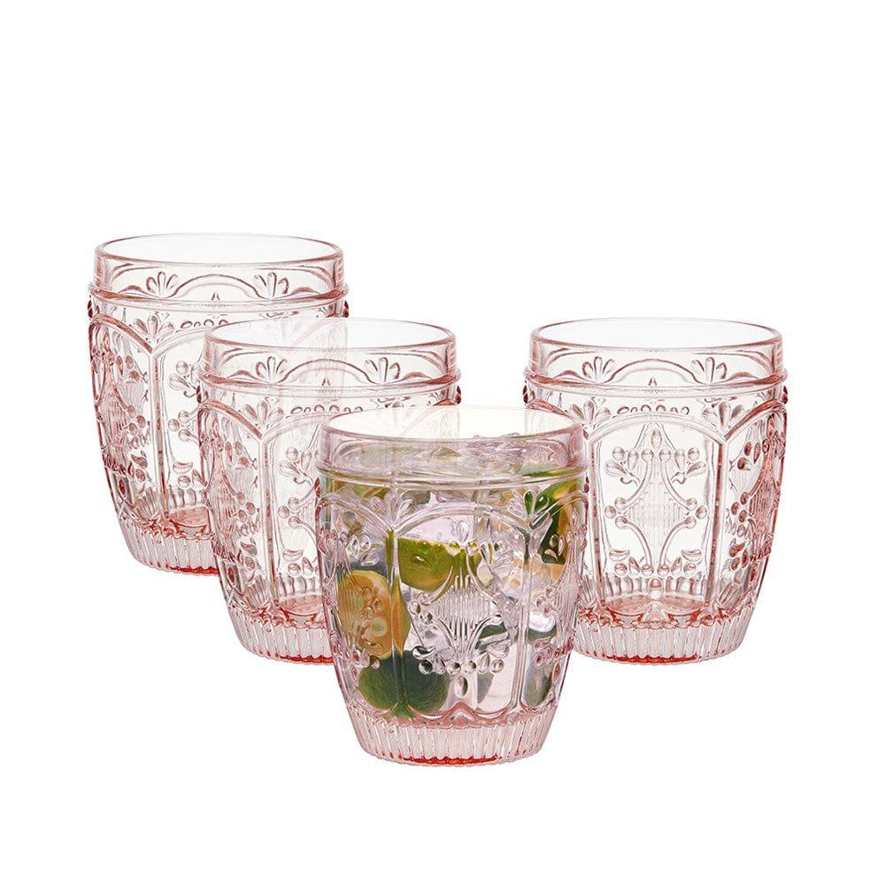 Fitz And Floyd Trestle Double Old Fashioned Glasses Set Of 4 Blush