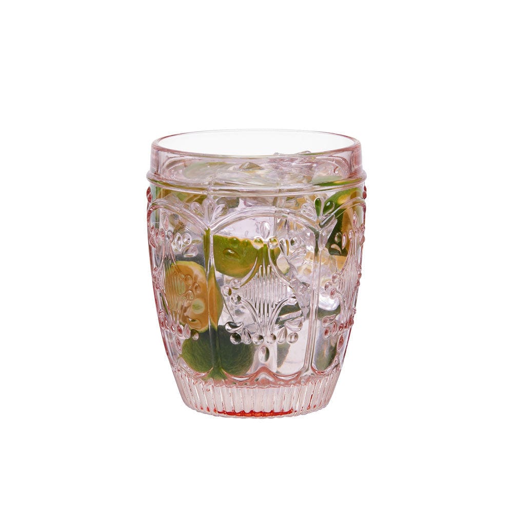 Fitz And Floyd Trestle Double Old Fashioned Glasses Set Of 4 Blush
