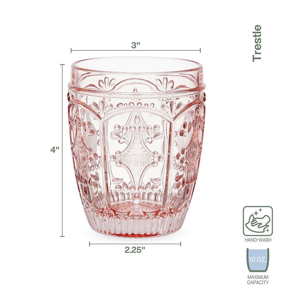 Fitz And Floyd Trestle Double Old Fashioned Glasses Set Of 4 Blush