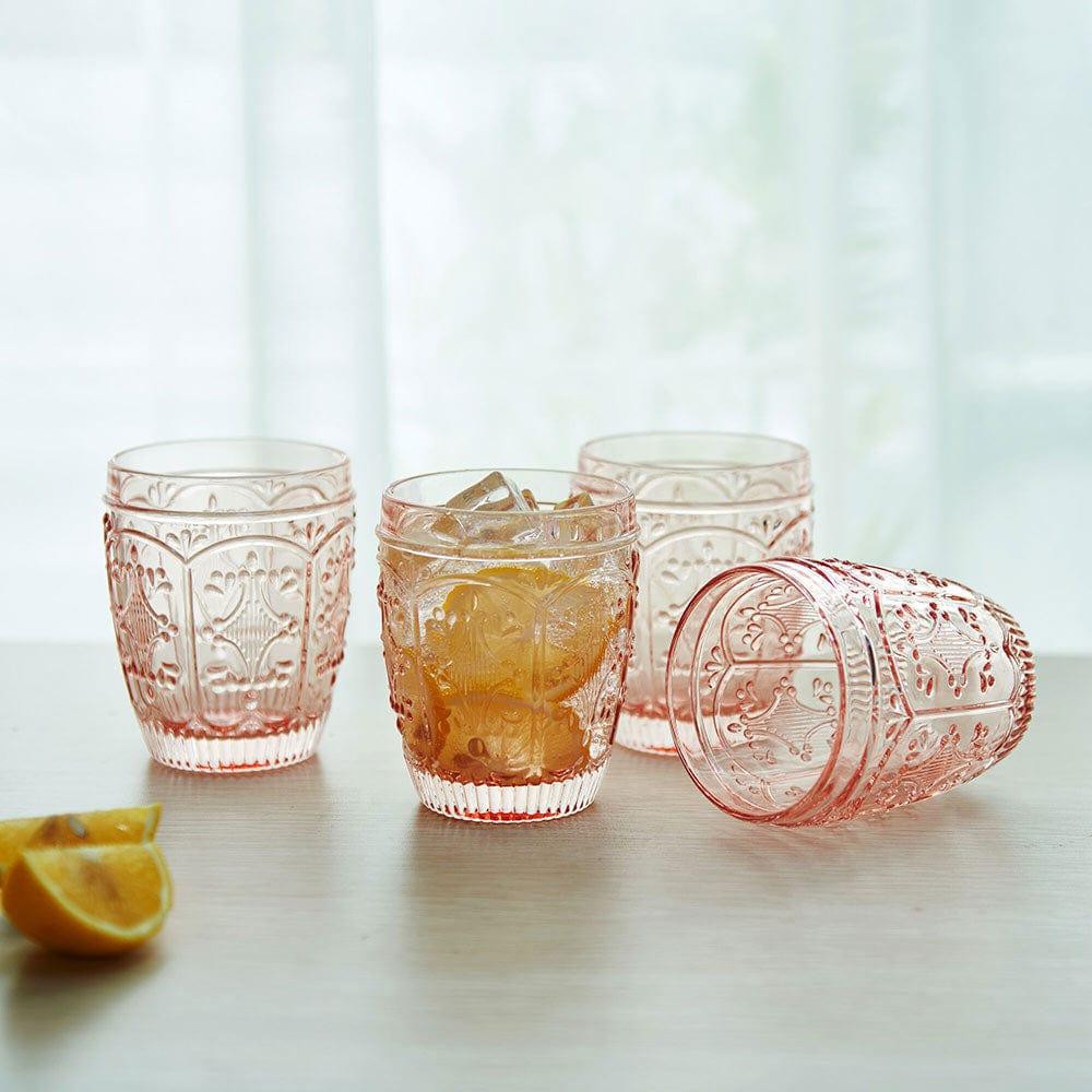 fitz and floyd Trestle Double Old Fashioned Glasses Set of 4 Blush