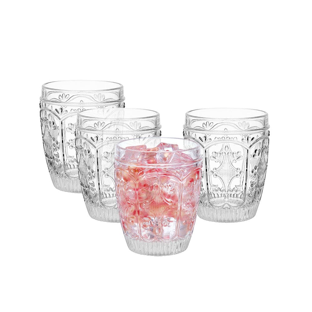 Fitz And Floyd Trestle Double Old Fashioned Glasses Set Of 4 Clear