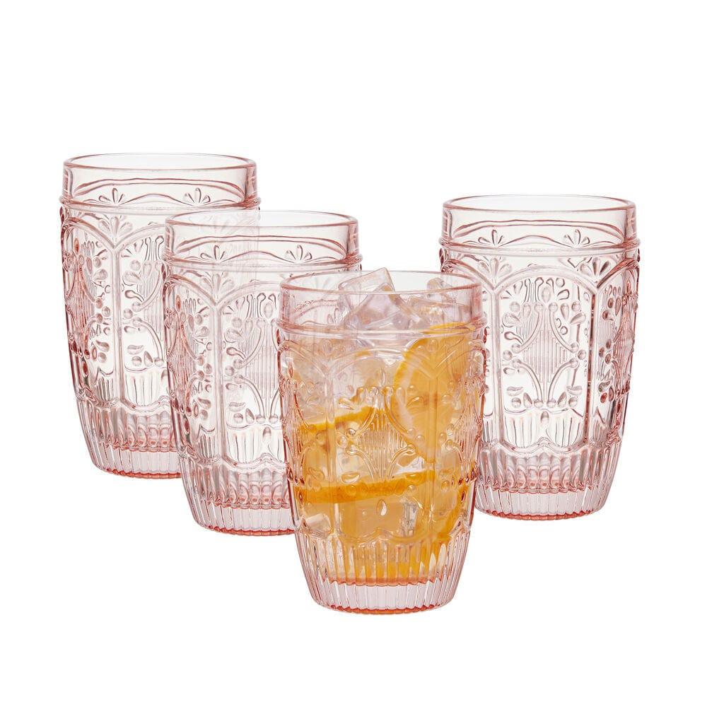 Fitz And Floyd Trestle Highball Glasses Set Of 4 Blush