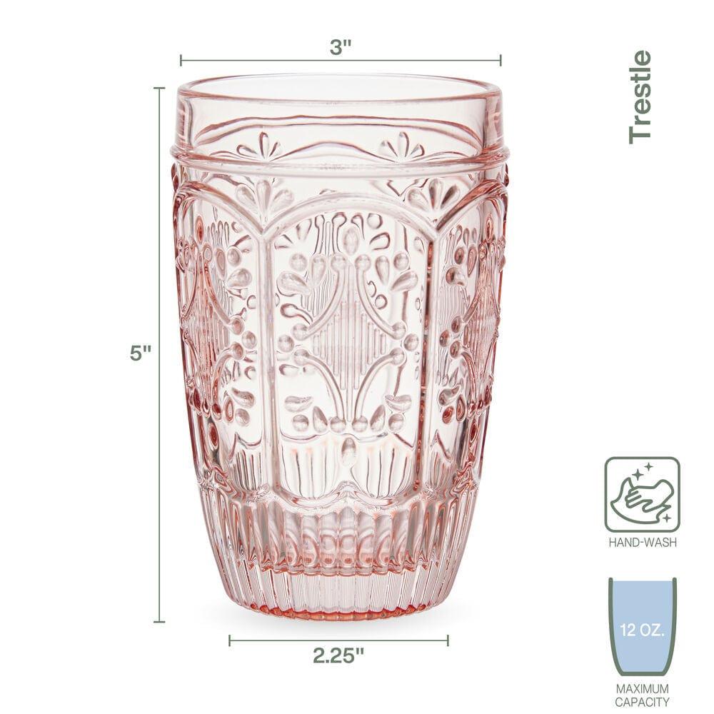 Fitz And Floyd Trestle Highball Glasses Set Of 4 Blush