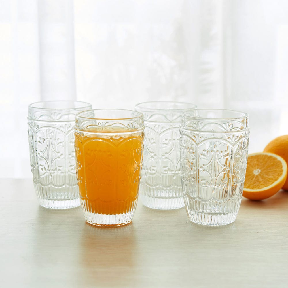 fitz and floyd Trestle Highball Glasses Set of 4 Clear