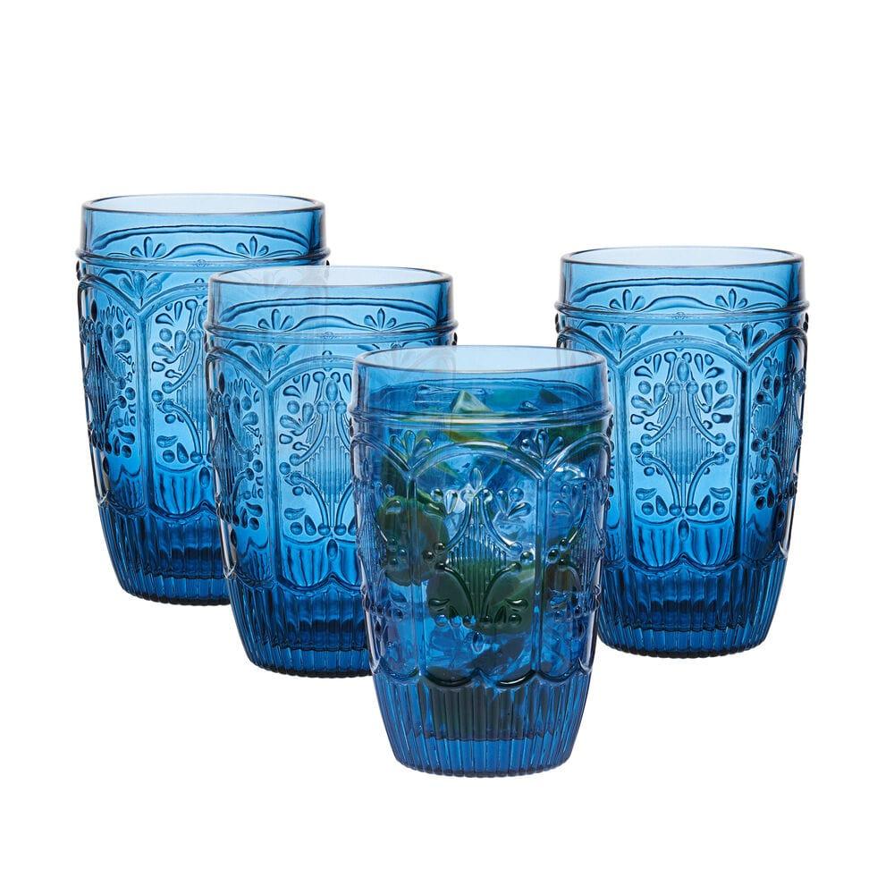 Fitz And Floyd Trestle Highball Glasses Set Of 4 Indigo