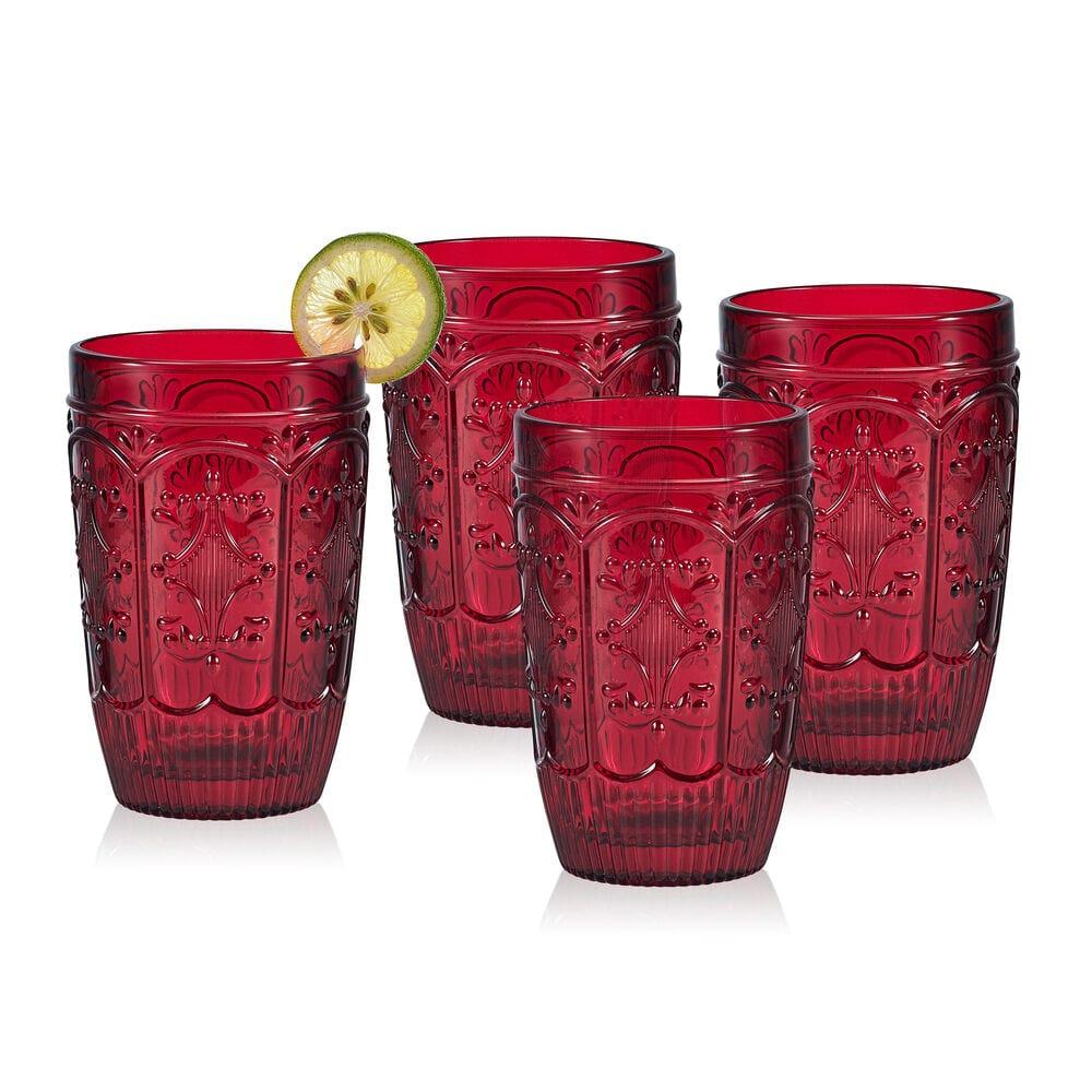 Fitz And Floyd Trestle Highball Glasses Set Of 4 Red