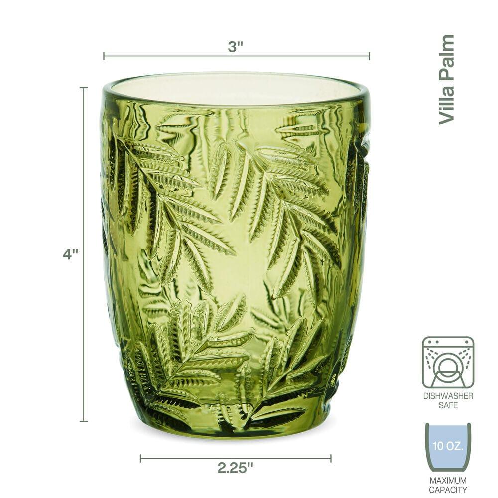 Fitz And Floyd Villa Palm Double Old Fashioned Glasses Set Of 4