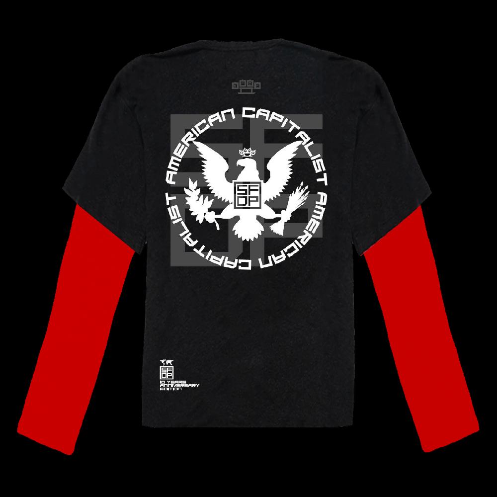 Five Finger Death Punch American Capitalist Black Tee With Red Longsleeve