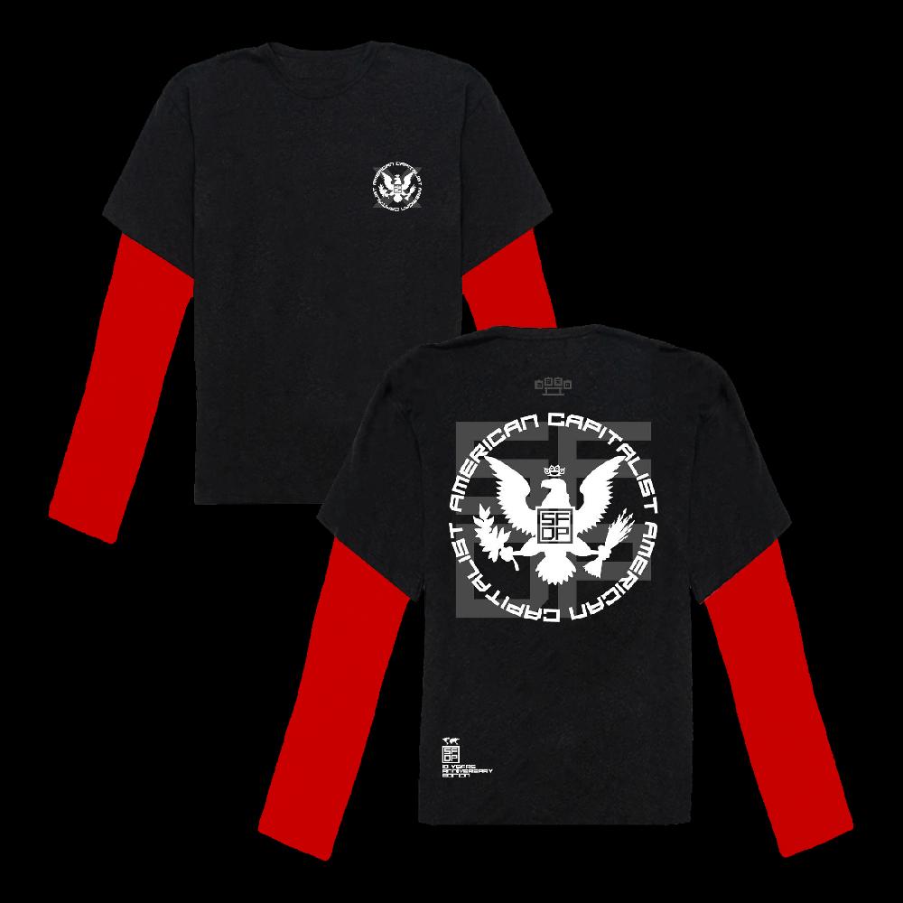 Five Finger Death Punch American Capitalist Black Tee With Red Longsleeve