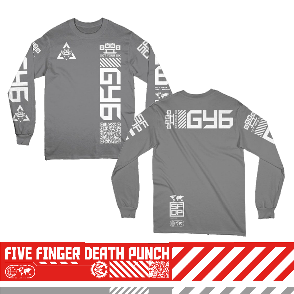 five finger death punch GY6 Grey Long Sleeve Tee