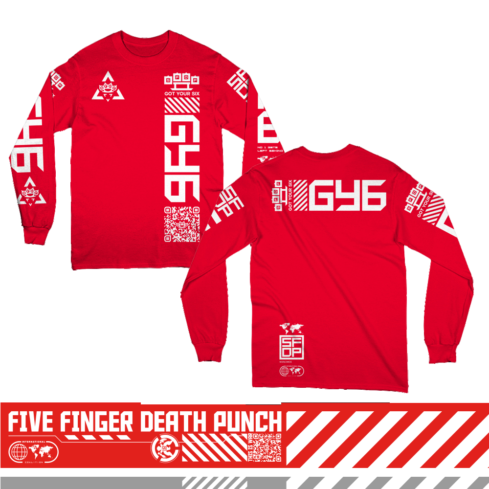 five finger death punch GY6 Red Long Sleeve Tee