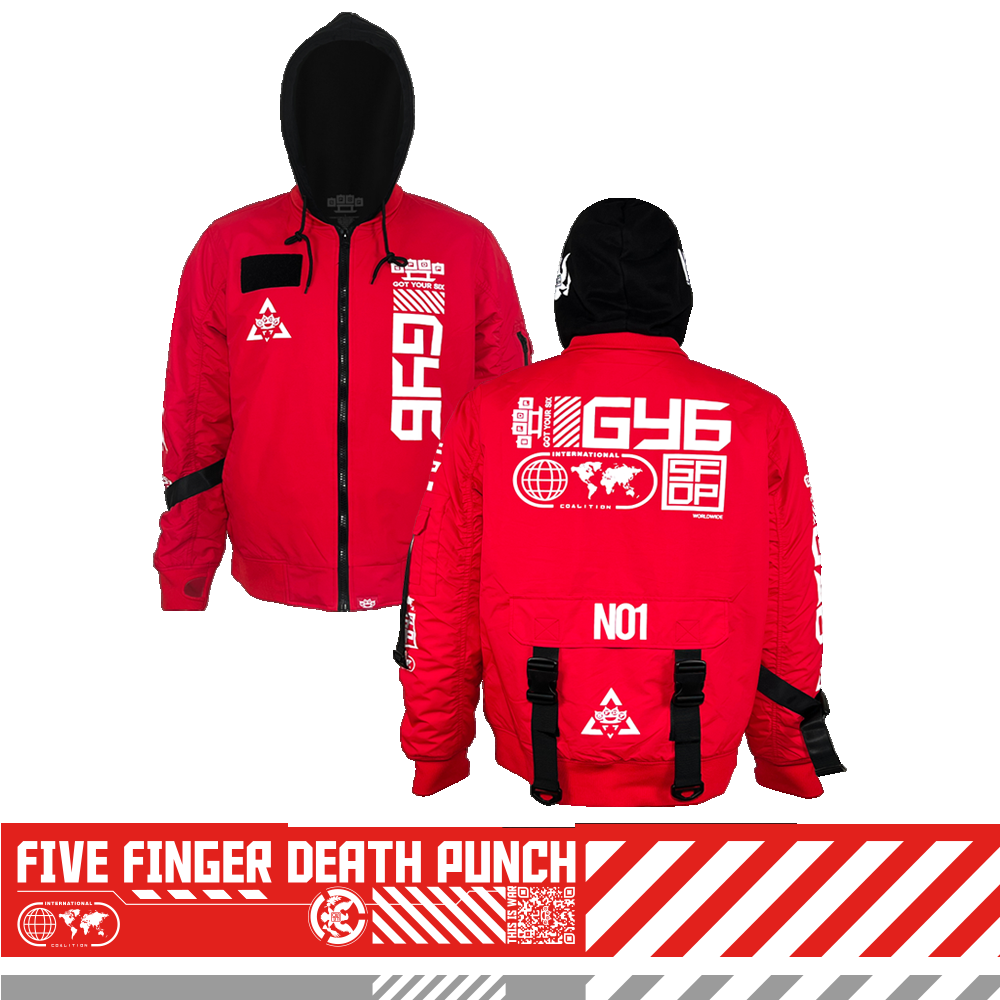 five finger death punch GY6 Tech Bomber Jacket - Red