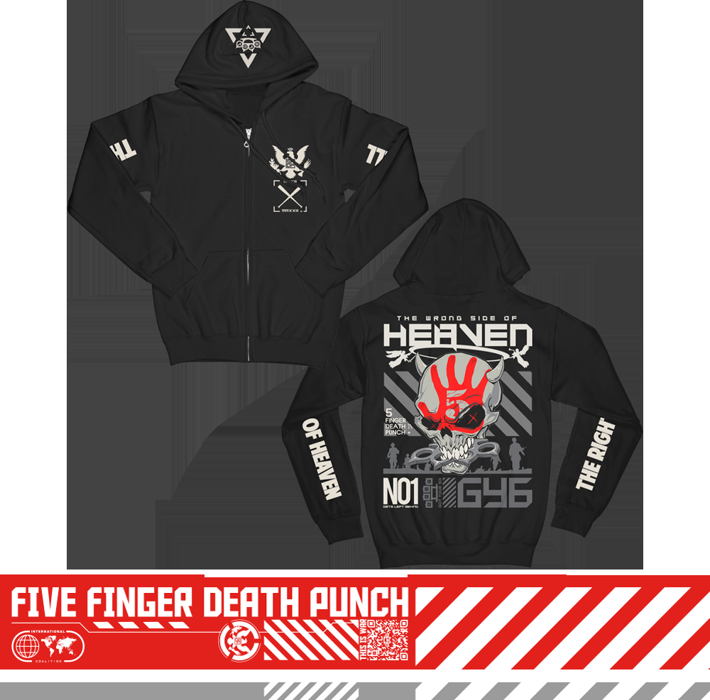 five finger death punch Wrong Side of Heaven Anniversary Black Zip Hoodie