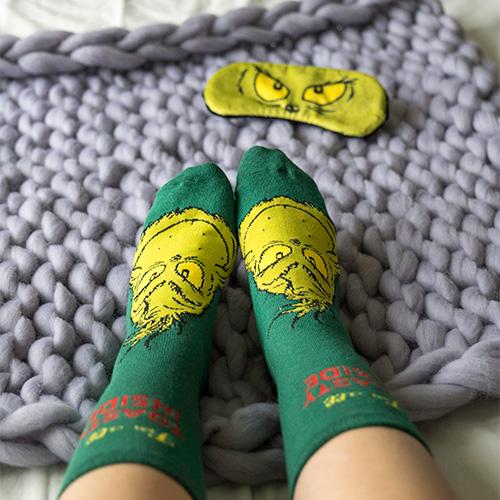 fizz creations Grinch Sleep Mask and Sock Set