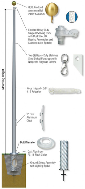 Flagpole Xtreme Series External Flagpoles - XESR