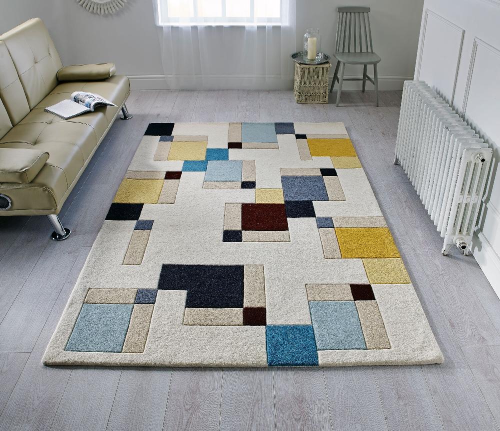 flair rugs Abstract Blocks Wool Rug