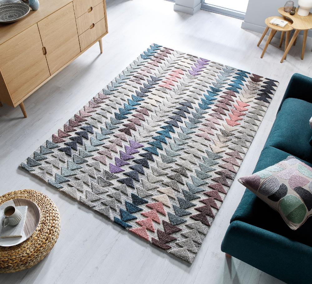 flair rugs Archer Geometric Wool Multi Rug