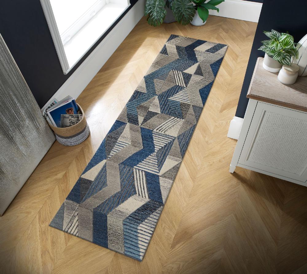 Flair Rugs Asher Wool Geometric Modern Runner Rug