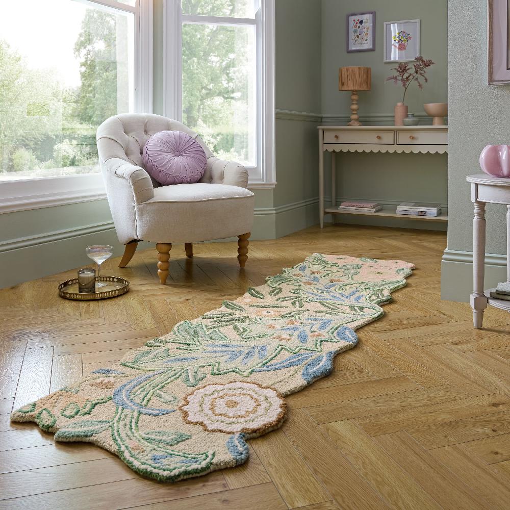 flair rugs Bryony Shaped Floral Wool Runner