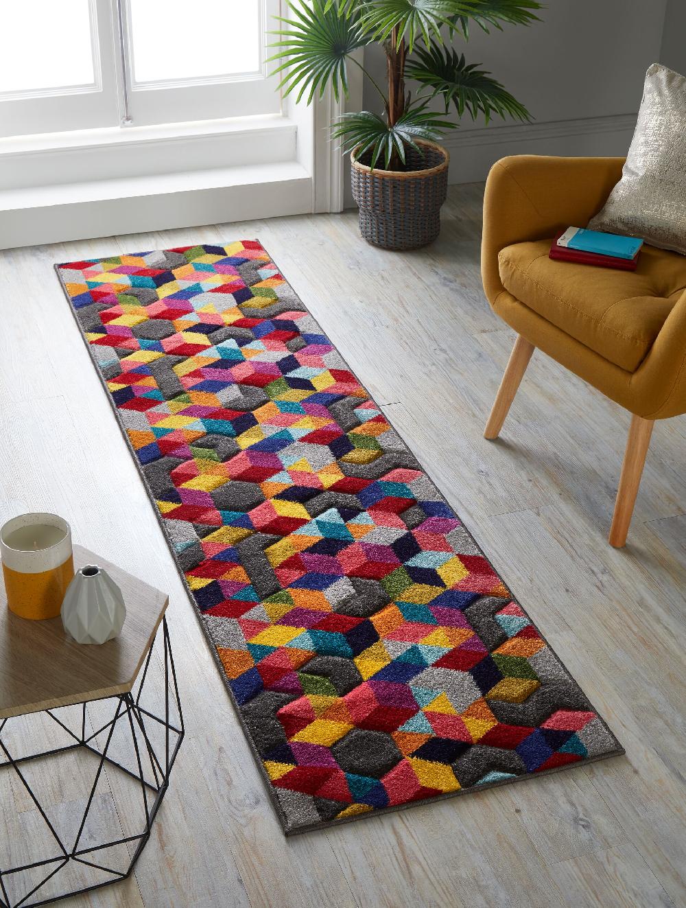 flair rugs Dynamic Geometric Colourful Runner Rug