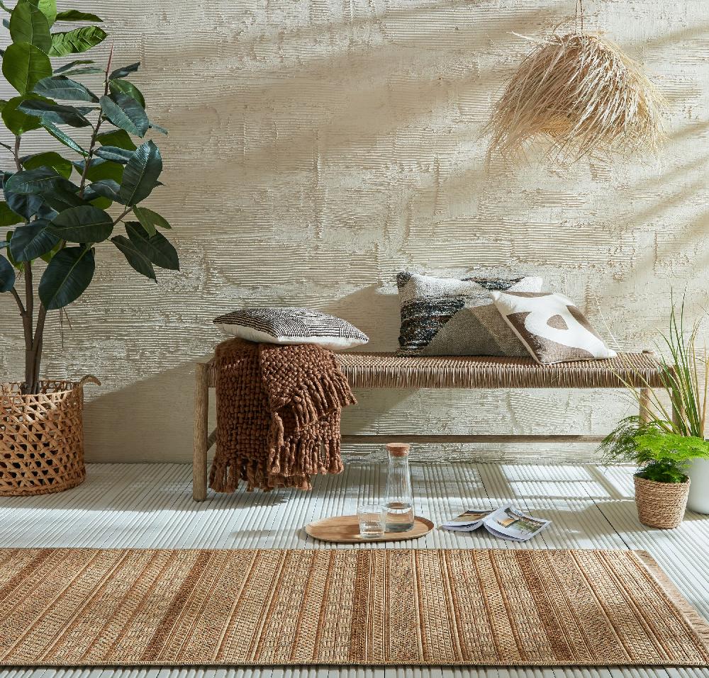 flair rugs Farah Stripe Outdoor Jute Look Runner