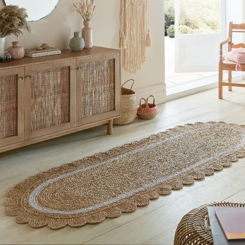 Flair Rugs Grace Jute Scalloped Runner Rug