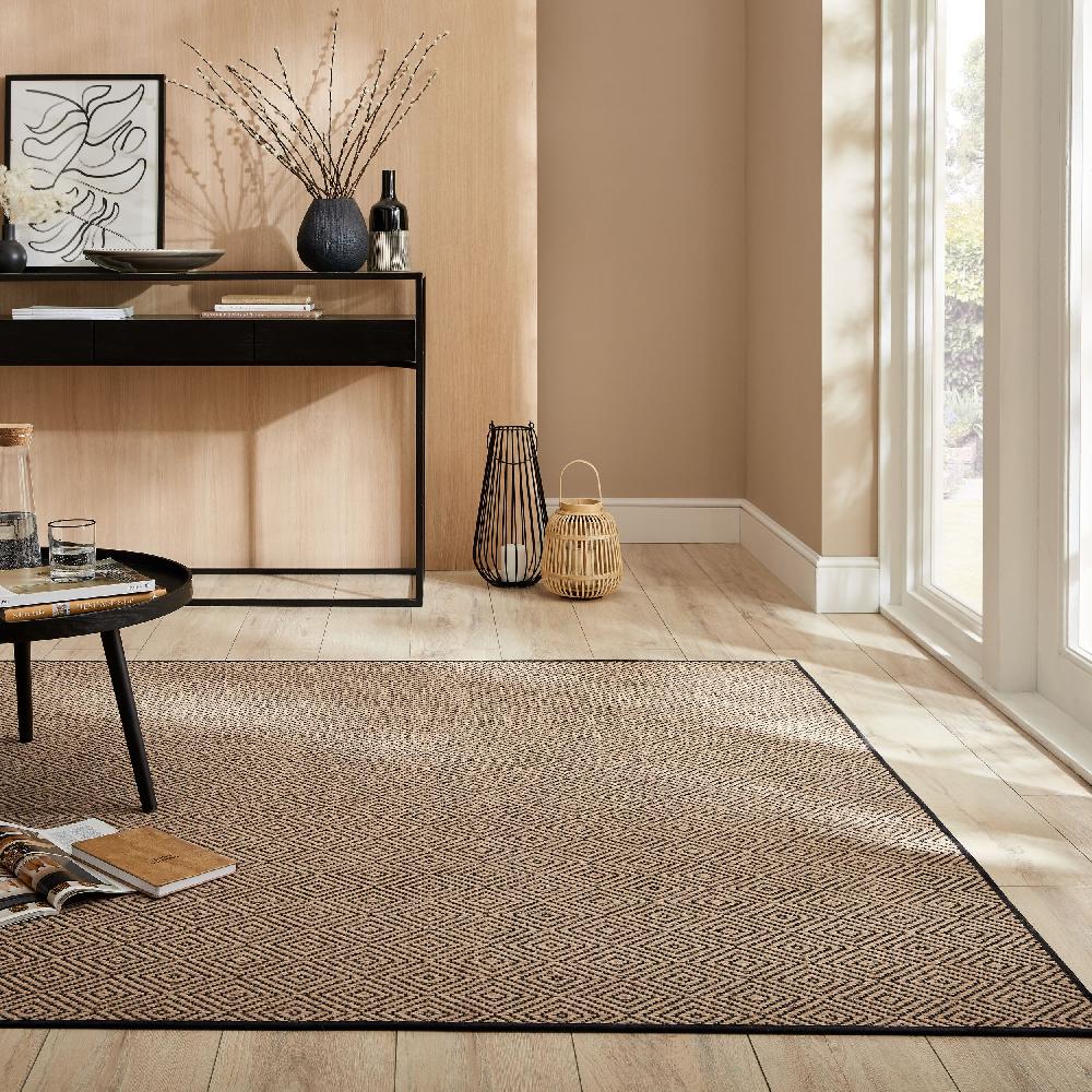 Flair Rugs Jute Diamond Border Rug