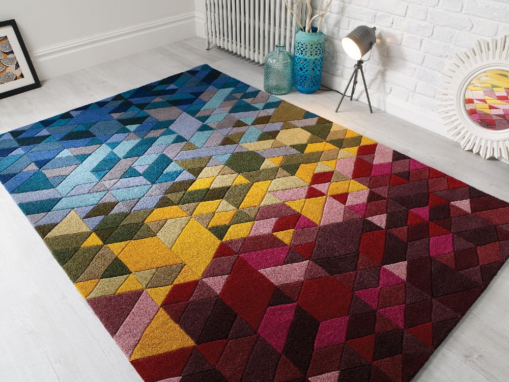 flair rugs Kingston Wool Rainbow Geometric Rug