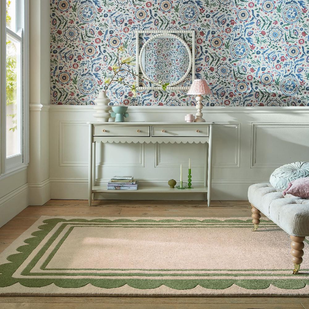 Flair Rugs Lois Scallop Border Wool Rug