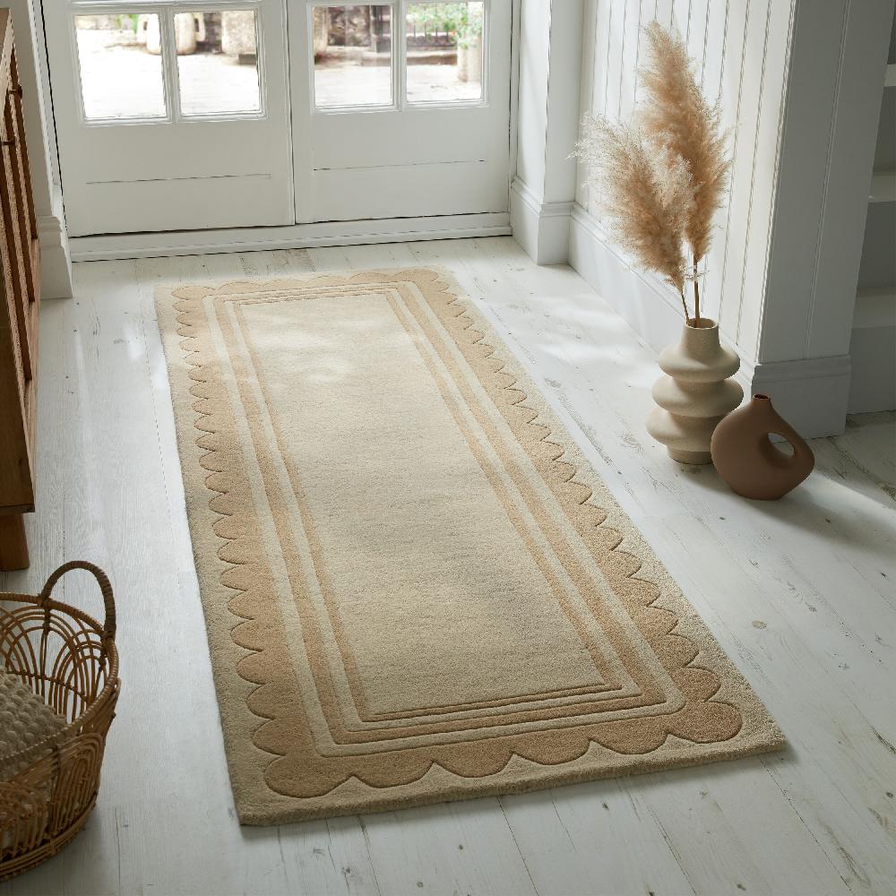 Flair Rugs Lois Scallop Border Wool Runner Rug